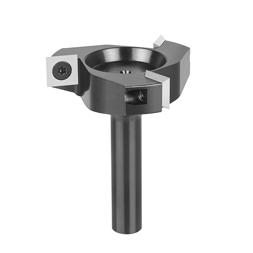 SpeTool Planfräser 12mm Schaft 60mm Durchmesser mit Wendeplatten Präziser Flächenfräser Planfräser für Oberfräse Wendeplattenfräser 3 Flöten CNC Fräser für Holz Schaftfräser Planfräsen Abflachfräser von SpeTool