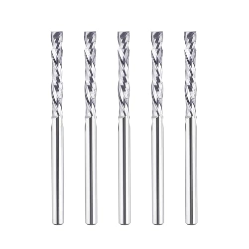 SpeTool 5 Stück Kompressions CNC Spiralfräser 3,175mm (1/8 Zoll) Schnittdurchmesser Schaft 22 mm Schnittlänge HRC55 Vollhartmetall CNC Schaftfräser für Holz von SpeTool