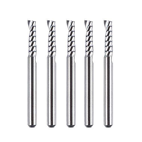 SpeTool 5 Stück Alu Fräser 3,175 mm (1/8") Schaft Einschneidiger CNC Fräser Holz VHM 12mm Schnittlänge Schaftfräser für Aluminium und Kunststoff von SpeTool