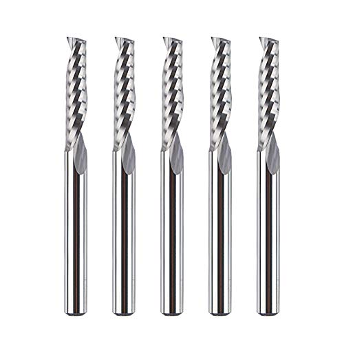 SpeTool 5 Stück Alu Fräser 3,175 mm (1/8") Schaft CNC Holz VHM 15mm Schnittlänge Schaftfräser für Aluminium und Kunststoff von SpeTool