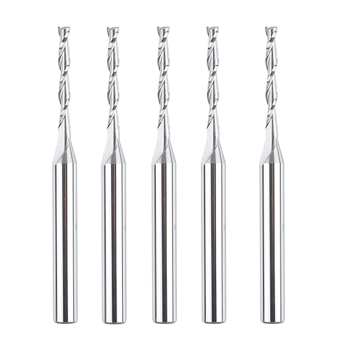 SpeTool 5-teiliges Spiralfräser-Set mit 1/8-Zoll-Schnittdurchmesser, 1/4-Zoll-Schaft-Fräser-Bits, Schlitz-Inlay-Fräser, Hartmetall-CNC-Bits für Holzbearbeitung von SpeTool