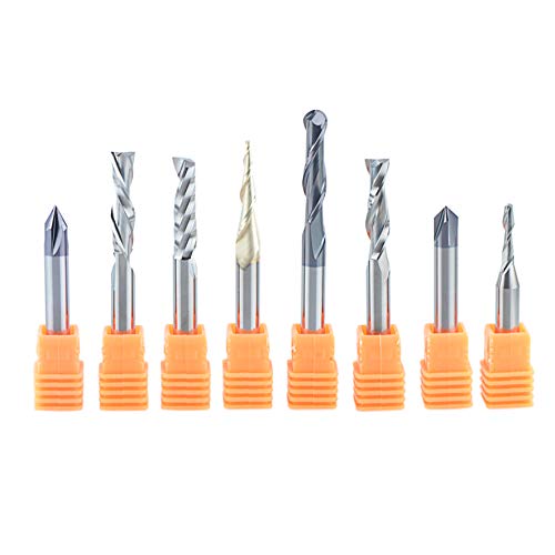 SpeTool 8-teiliges Hartmetall-CNC-Fräser-Bit-Set, 1/4-Zoll-Schaft für Holzbearbeitung, Detail, Schnitzen, Trimmen, V-Nut, Gravieren, Schlitzen SpeTool 8-teiliges Hartmetall-CNC-Fräser-Bit-Set, 1/4-Zoll-Schaft für Holzbearbeitung, Detail, Schnitzen, Trimmen, V-Nut, Gravieren, Schlitzen von SpeTool