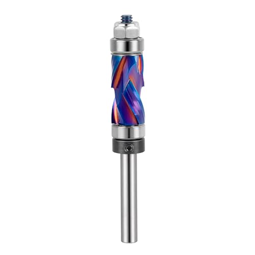 SpeTool Beschichteter Hartmetall-Spiralfräser-Bit, 1/4-Zoll-Schaft, 1,27 cm Schnittdurchmesser, oberes und unteres Lagermusterschablone, bündiger Schnitt, Fräser für Holzbearbeitung von SpeTool