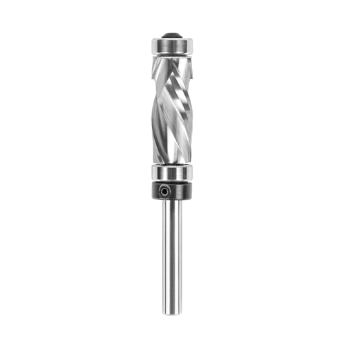 SpeTool Doppellager-Spiral-Bündigfräser-Bit, 1/4-Zoll-Schaft, 1/2-Zoll-Schnittdurchmesser, extra langer Hartmetall-Kompressionsbündigschnittmuster-Bit mit oberem und unterem Lager für die von SpeTool