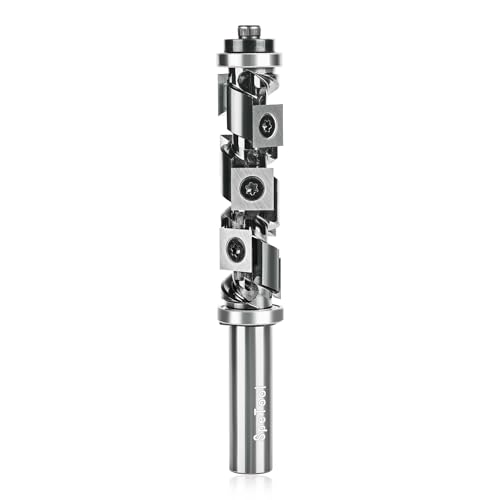 SpeTool Hartmetall-Einsatz-Spiralfräser-Bit, 1,27 cm Schaft, 7 austauschbare Hartmetall-Einsätze, oben und unten, Doppellagermuster-Vorlage für Holzbearbeitung von SpeTool