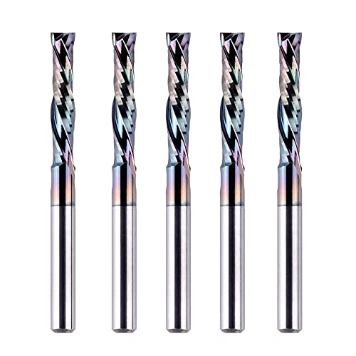 SpeTool Hartmetall-Kompressions-Fräser-Bits, oben und unten, geschnitten, 0.32 cm (1/8 Zoll), Schnittdurchmesser für CNC-Maschinen, Wookwork, 3D-Profil-Detail-Gravierer, SPE-X-Beschichtung, 5 Stück von SpeTool