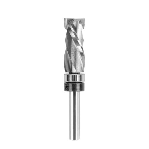 SpeTool Hartmetall-Kompressionsfräser mit oberem Lager, bündig, 1/4-Zoll-Schaft, 1,27 cm Schnittdurchmesser, extra langer Spiralmuster-Vorlagen-Fräser für Holzbearbeitung, Kantenschneiden von SpeTool