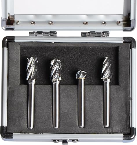 SpeTool Hartmetall-Frässtifte für Aluminium (Nichteisenmetalle) zum Schleifen und Polieren, 6-mm-Schaft, 4 Stück/Packung von SpeTool
