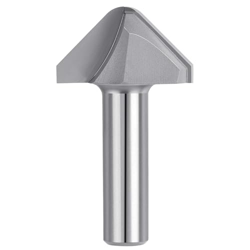 SpeTool Saftrillen-Fräser-Bits, 0,95 cm (3/8 Zoll), mit 90°-Rundnasen-V-Nut und 1,27-Zoll-Schaft für präzise Entwässerungskanäle und dekorative Ränder bei personalisierten Holzbearbeitungsaufgaben von SpeTool