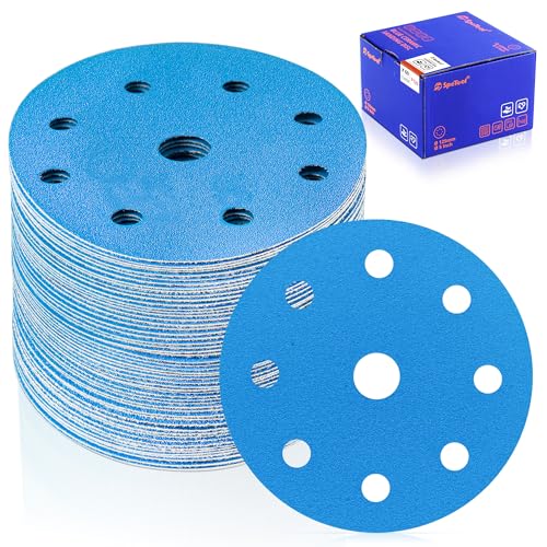 SpeTool Schleifscheibe, 12,7 cm, 9 Löcher, Körnung 120, Klett-Schleifpapier für Exzenterschleifer, Nass- und Trockenschleifscheiben, Automobil, Holzarbeiten SpeTool Schleifscheibe, 12,7 cm, 9 Löcher, Körnung 120, Klett-Schleifpapier für Exzenterschleifer, Nass- und Trockenschleifscheiben, Automobil, Holzarbeiten von SpeTool