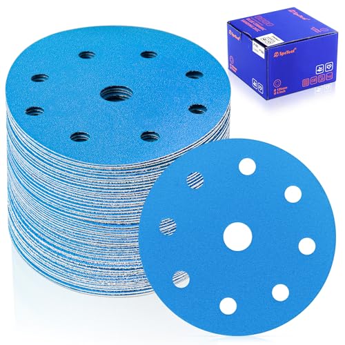 SpeTool Schleifscheibe, 12,7 cm, 9 Löcher, Körnung 180, Klett-Schleifpapier für Exzenterschleifer, Nass- und Trockenschleifscheiben, Automobil, Holzarbeiten SpeTool Schleifscheibe, 12,7 cm, 9 Löcher, Körnung 180, Klett-Schleifpapier für Exzenterschleifer, Nass- und Trockenschleifscheiben, Automobil, Holzarbeiten von SpeTool