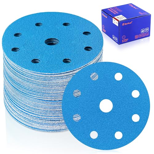 SpeTool Schleifscheibe, 12,7 cm, 9 Löcher, Körnung 80, Klett-Schleifpapier für Exzenterschleifer, Nass- und Trockenschleifscheiben, Automobil, Holzarbeiten SpeTool Schleifscheibe, 12,7 cm, 9 Löcher, Körnung 80, Klett-Schleifpapier für Exzenterschleifer, Nass- und Trockenschleifscheiben, Automobil, Holzarbeiten von SpeTool