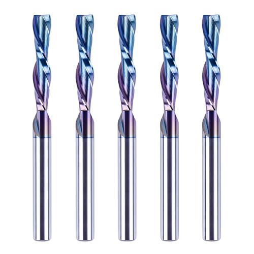 SpeTool Spiralfräser-Bits mit Beschichtung, 3,8 cm Schnittlänge, 7,6 cm (3 Zoll) OVL, CNC-Fräser-Bits für Holzeinlage, Schlitz, Einstecken, Schnitzen, Gravieren, 5 Stück von SpeTool
