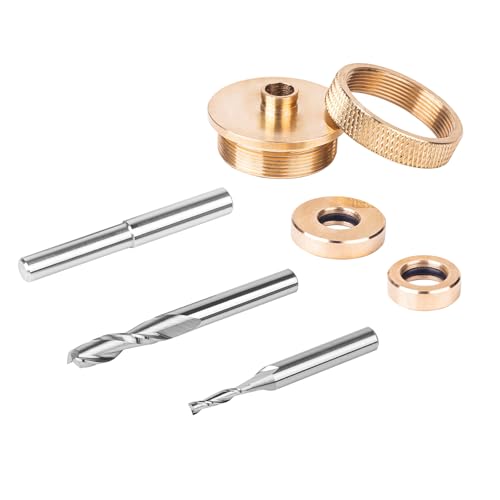 SpeTool Upcut Spiralfräser-Bit, massives Messing, Einlagen-Set, 2 Stück, Fräser-Bits, 1/4-Zoll-Schaft, 1/8-Zoll-Schaft mit Oberfräsenbuchse, Ausrichtungsstift für Holz SpeTool Upcut Spiralfräser-Bit, massives Messing, Einlagen-Set, 2 Stück, Fräser-Bits, 1/4-Zoll-Schaft, 1/8-Zoll-Schaft mit Oberfräsenbuchse, Ausrichtungsstift für Holz von SpeTool