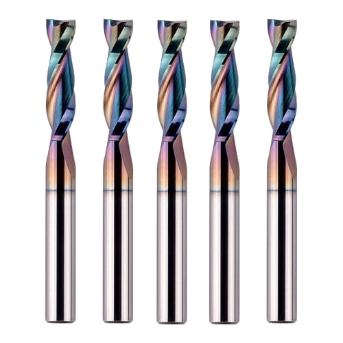 SpeTool Upcut Spiralfräser-Bits, 1/4-Zoll-Schaft, 1/4-Zoll-Schnittdurchmesser, 2,5 cm Schnittlänge mit TAC-beschichtet, Vollhartmetall-Fräser-Bit-Set für CNC-Holzmühle, 5 Stück von SpeTool