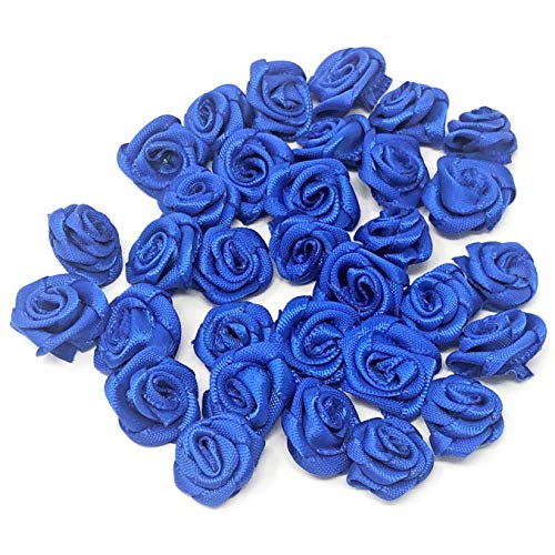 Miniatur-Rosen, Satinband, 15 mm, Königsblau, 10 Stück von Special Touches