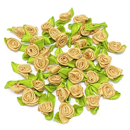 Special-Touches Gold 15 mm Mini Rose Satinband Rose Knospen Basteln Dekorative Basteln Blumen (25) von Special-Touches