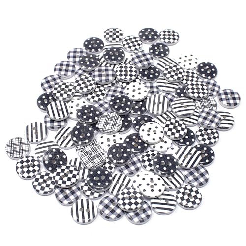 Holzknöpfe, 15 mm, rund, Shabby-Chic-Stil, 100 Stück, Schwarz/Weiß Holzknöpfe, 15 mm, rund, Shabby-Chic-Stil, 100 Stück, Schwarz/Weiß von Special Touches