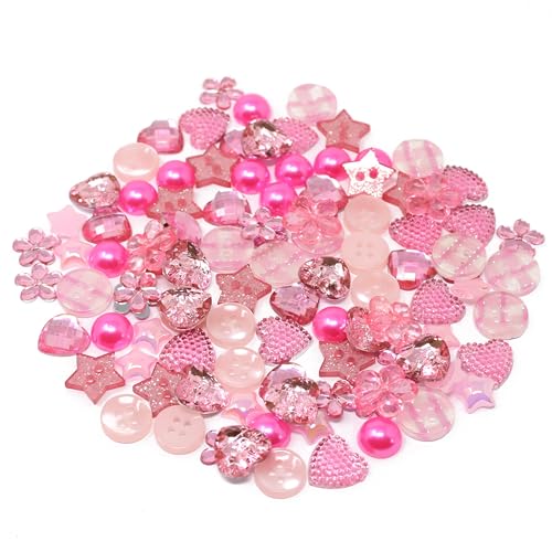 Knöpfe aus Acryl und Harz, flache Rückseite, für Kartengestaltung, Verzierungen, Rosa, 100 Stück von Special Touches