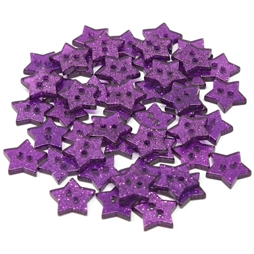 Special Touches Lilafarbene Glitzerstern-Knöpfe aus Kunstharz, 13 mm, 50 Stück Special Touches Lilafarbene Glitzerstern-Knöpfe aus Kunstharz, 13 mm, 50 Stück von Special Touches