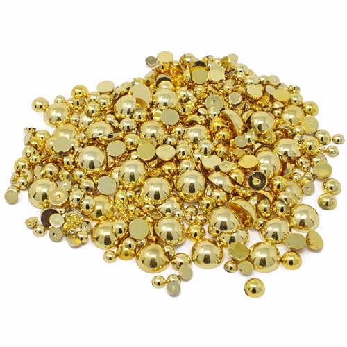 Mini-Perlen aus Kunstharz, gemischte Größen, flache Rückseite, 500 Stück pro Packung (Gold) von Special Touches