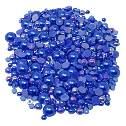 Mini-Perlen aus Kunstharz, gemischte Größen, flache Rückseite, 500 Stück pro Packung (Königsblau) von Special Touches