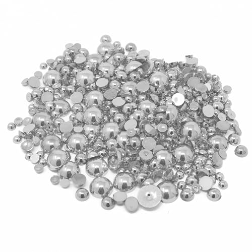 Mini-Perlen aus Kunstharz, gemischte Größe, zur Kartenherstellung, flache Rückseite, Verzierungen, ca. 500 Stück pro Packung (Silber) von Special Touches