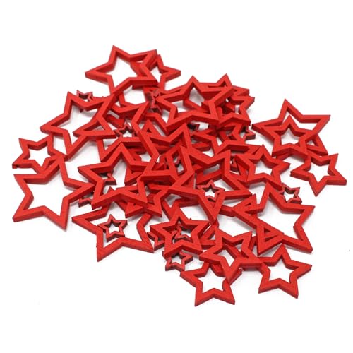Special Touches Rote ausgeschnittene Sterne, gemischte Größen, Weihnachtsdekoration, Sammelalbum, Vintage-Konfetti-Stern, 50 Stück von Special Touches