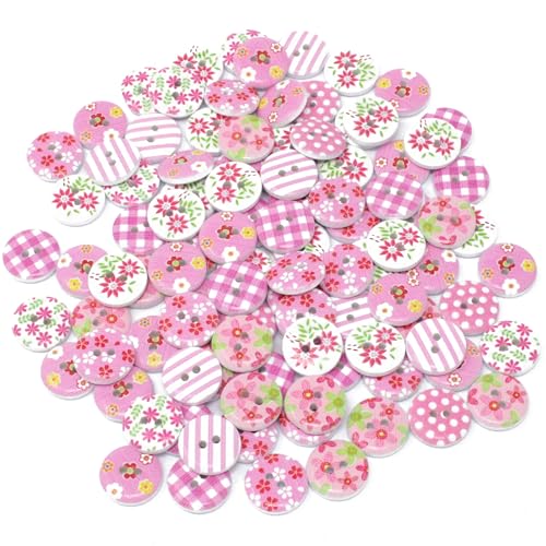 Rosafarbene Holzknöpfe, 15 mm, rund, Shabby-Chic-Stil, Basteln, Kartenherstellung, Verzierungen, 100 Stück von Special Touches