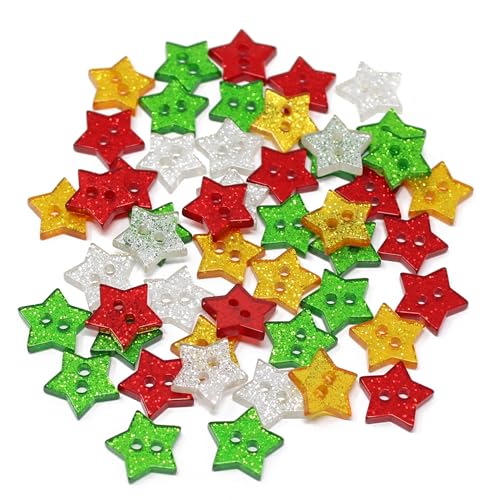 Special Touches Glitzerstern-Knöpfe aus Kunstharz, 13 mm, glitzernde Verzierungen für festliche Kartenherstellung, Nähen und Bastelprojekte, 50 Stück von Special Touches