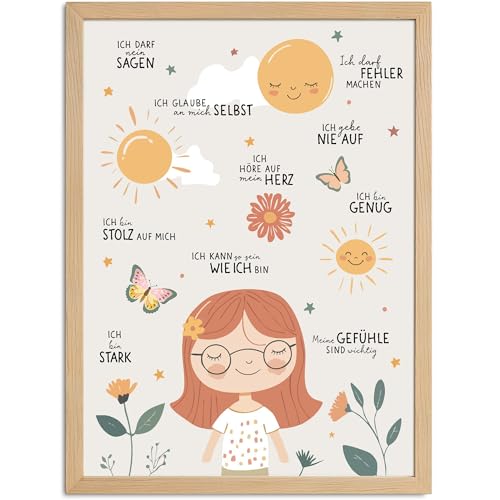 SpecialMe® Affirmationsposter Kinder Wandbilder Kinderzimmer Klassenzimmer Wanddeko Mutmacher Selbstliebe Motivation Beige von SpecialMe