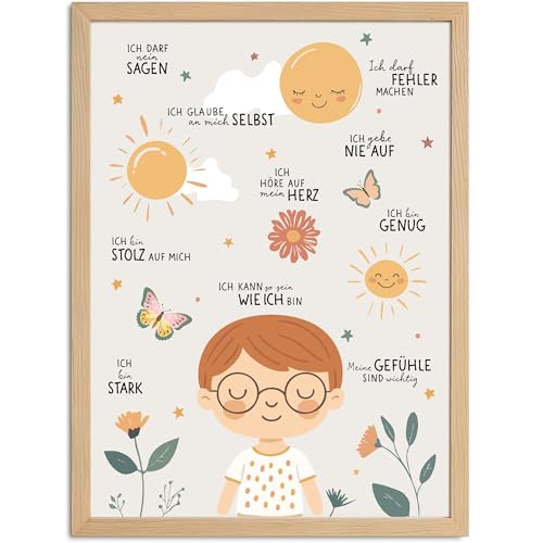 SpecialMe® Affirmationsposter Kinder Wandbilder Kinderzimmer Klassenzimmer Wanddeko Mutmacher Selbstliebe Motivation Beige von SpecialMe