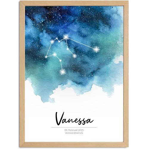 SpecialMe® Baby Poster Sternzeichen personalisiert | Geburtsposter mit Sternbild Name Geburtsdatum |Geschenkidee Taufe von SpecialMe