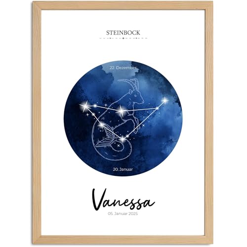 SpecialMe® Baby Poster mit Sternzeichen Illustration personalisierbar mit Geburtsdaten Wunschname Tierkreiszeichen Symbole von SpecialMe