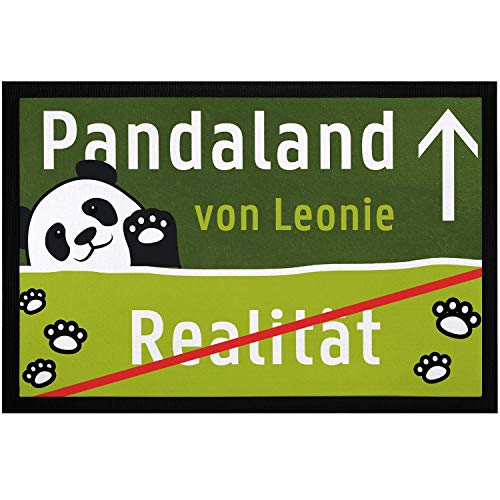 SpecialMe® Fußmatte Kinderzimmer personalisiert Panda-Land von und eigener Name Türvorleger Kind rutschfest & waschbar weiß 60x40cm von SpecialMe