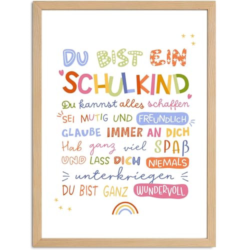 SpecialMe® Kinder-Poster Einschulung Du bist ein Schulkind Affirmattionen Motivation Mutmach-Geschenk Deko Kinderzimmer von SpecialMe