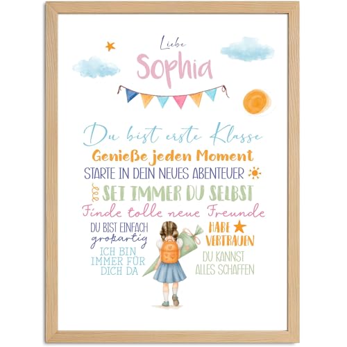 SpecialMe® Kinder-Poster Einschulung Motivation Affirmation personalisiert mit Namen Mutmacher Geschenk Deko Schulstart von SpecialMe