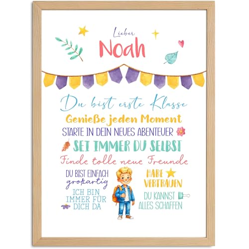 SpecialMe® Kinder-Poster Einschulung personalisiert mit Namen Mutmacher Botschaften Affirmationsposter Erste Klasse von SpecialMe
