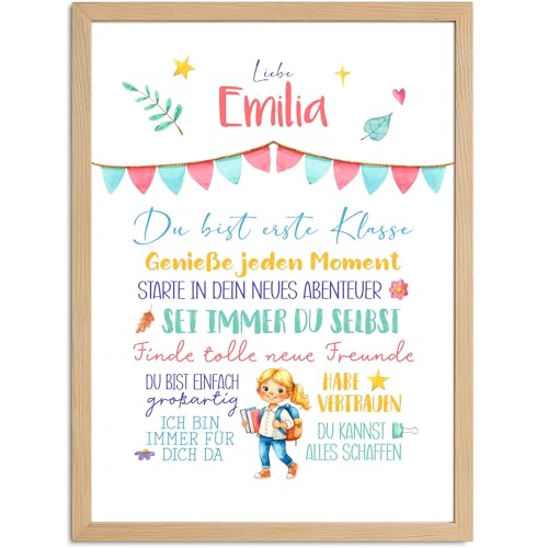 SpecialMe® Kinder-Poster Einschulung personalisiert mit Namen Mutmacher Botschaften Affirmationsposter Erste Klasse von SpecialMe