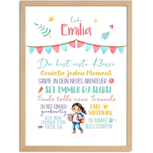 SpecialMe® Kinder-Poster Einschulung personalisiert mit Namen Mutmacher Botschaften Affirmationsposter Erste Klasse von SpecialMe
