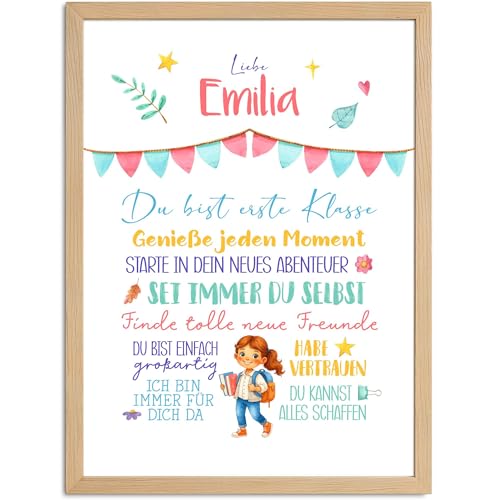 SpecialMe® Kinder-Poster Einschulung personalisiert mit Namen Mutmacher Botschaften Affirmationsposter Erste Klasse von SpecialMe