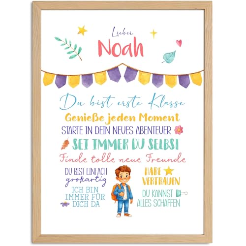 SpecialMe® Kinder-Poster Einschulung personalisiert mit Namen Mutmacher Botschaften Affirmationsposter Erste Klasse von SpecialMe