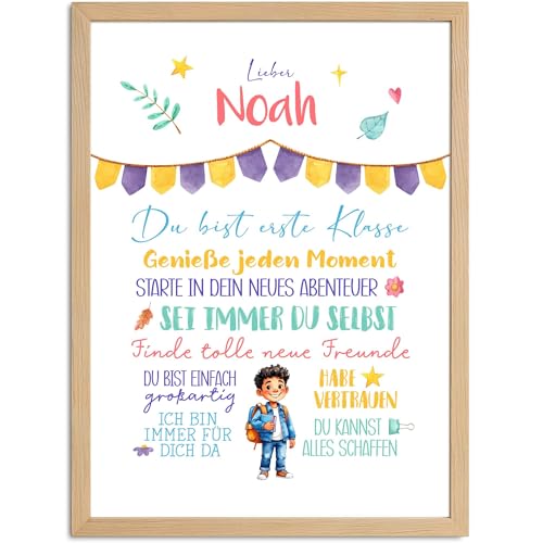 SpecialMe® Kinder-Poster Einschulung personalisiert mit Namen Mutmacher Botschaften Affirmationsposter Erste Klasse von SpecialMe