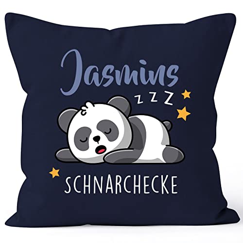 SpecialMe® Kissen-Bezug Kinder mit Namen personalisiert Wunschname Schnarchecke Panda Namenskissen Kinder Baby Navy 40cm x 40cm von SpecialMe