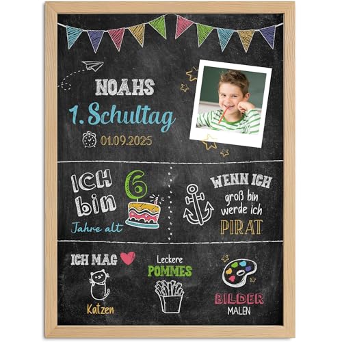 SpecialMe® Tafel-Poster zur Einschulung – personalisiert mit Foto Namen Wunschdaten persönliches Geschenk zum Schulanfang erste Klasse von SpecialMe