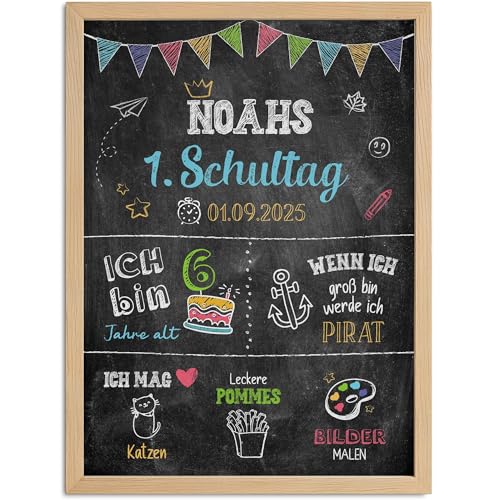 SpecialMe® Tafel-Poster zur Einschulung – personalisiert mit Namen & Wunschdaten Einschulungsgeschenke Mädchen Jungen von SpecialMe