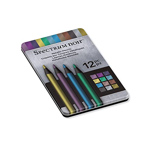 Spectrum Noir SPECN-MP12 Metallic Kunst Skizzieren Zeichnung Buntstifte Colours 12 Pack-Multicolours, Wood, 12 Stück (1er Pack) von Spectrum Noir