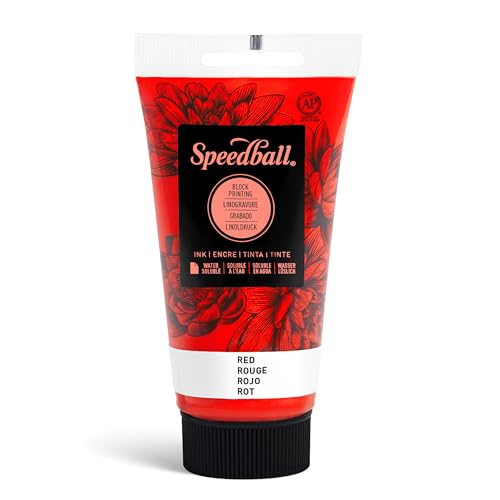Speedball 3501 Water-Soluble Block Printing Ink – Bold Color With Satin Finish AP Certified 2.5 FL OZ, Red von Speedball