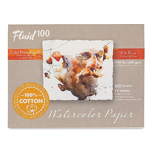Speedball 811208 Fluid 100 Künstler-Aquarellpapier Kaltpresse, Papier, Block (63,5 kg), 6 X 8 9140 lb von Speedball