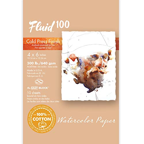 Speedball 821202 Fluid 100 Künstler-Aquarellpapier Kaltpresse, Papier, Block (136 kg), 4 X 6 (300 lb), 10 stück von Speedball